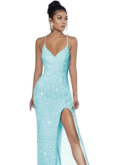 Sleeveless Backless Strap Red Deep V-Neck Sequin Dress（Processing time need 3-6 days） 10