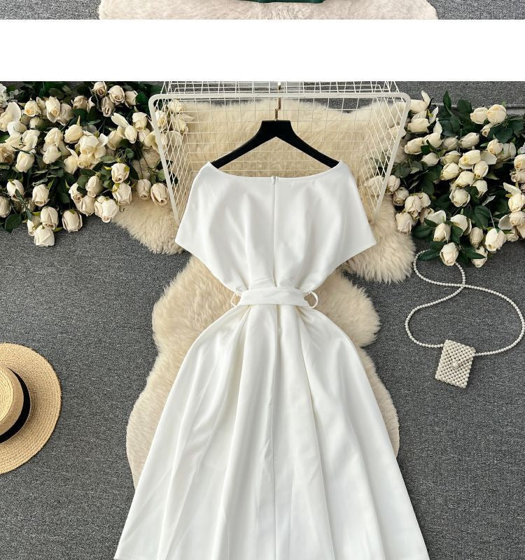 Summer Bow Tie Slim Waist Chic Formal Party Dress 18