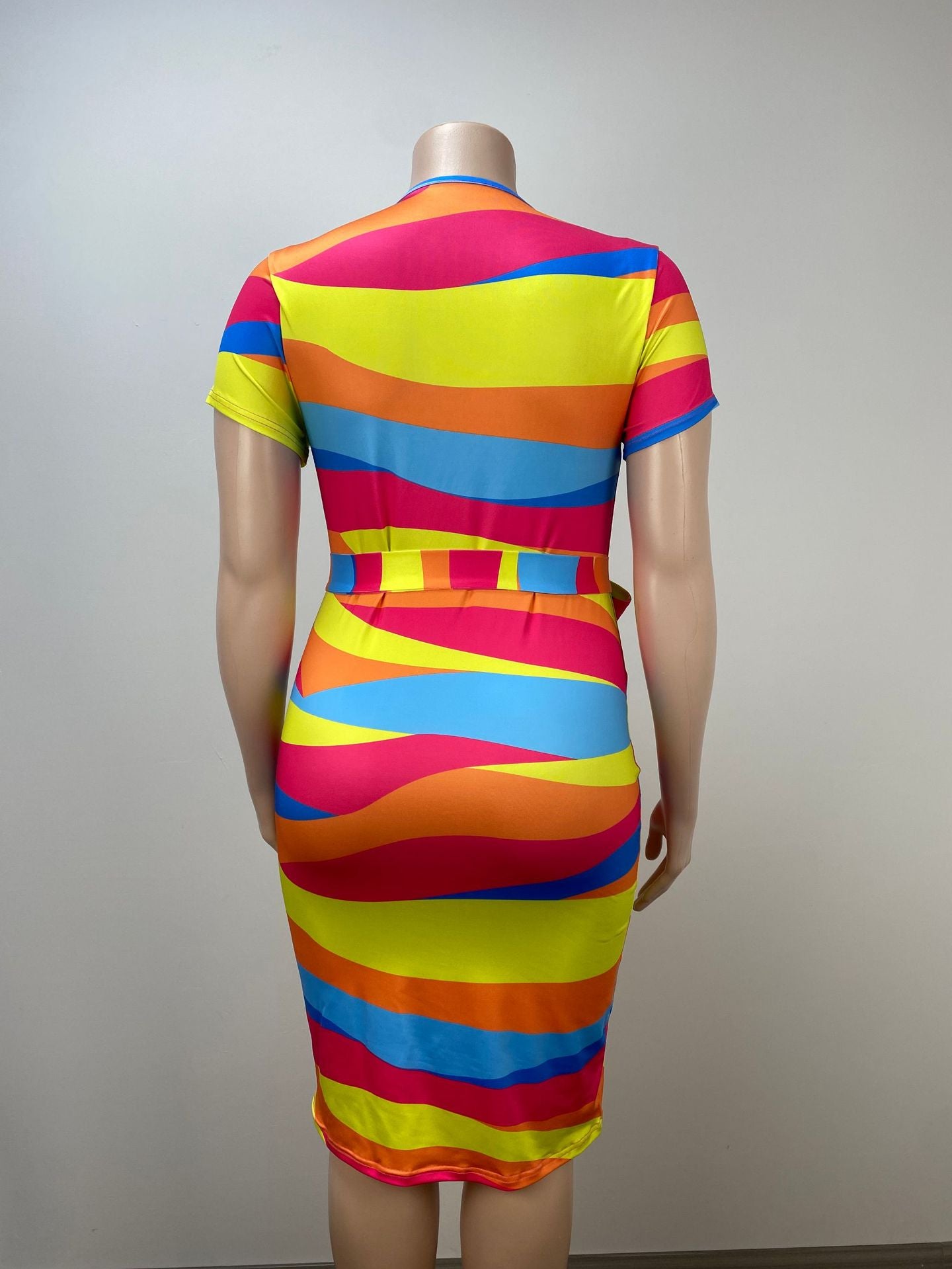Plus Size Women Multi-Color Striped Bodycon Dress 5