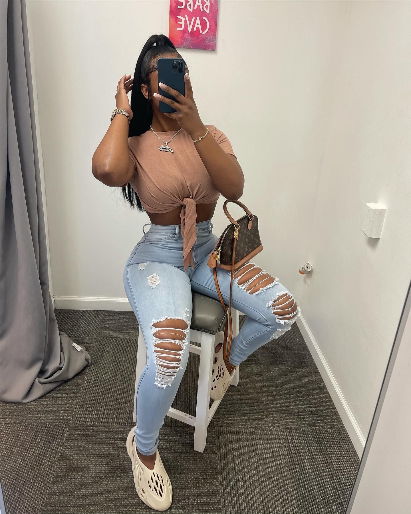 Women's Ripped Denim Tight Pants