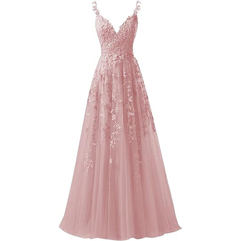 Women suspender tulle lace applique party ball evening dress（Processing time need 3-6 days） 11