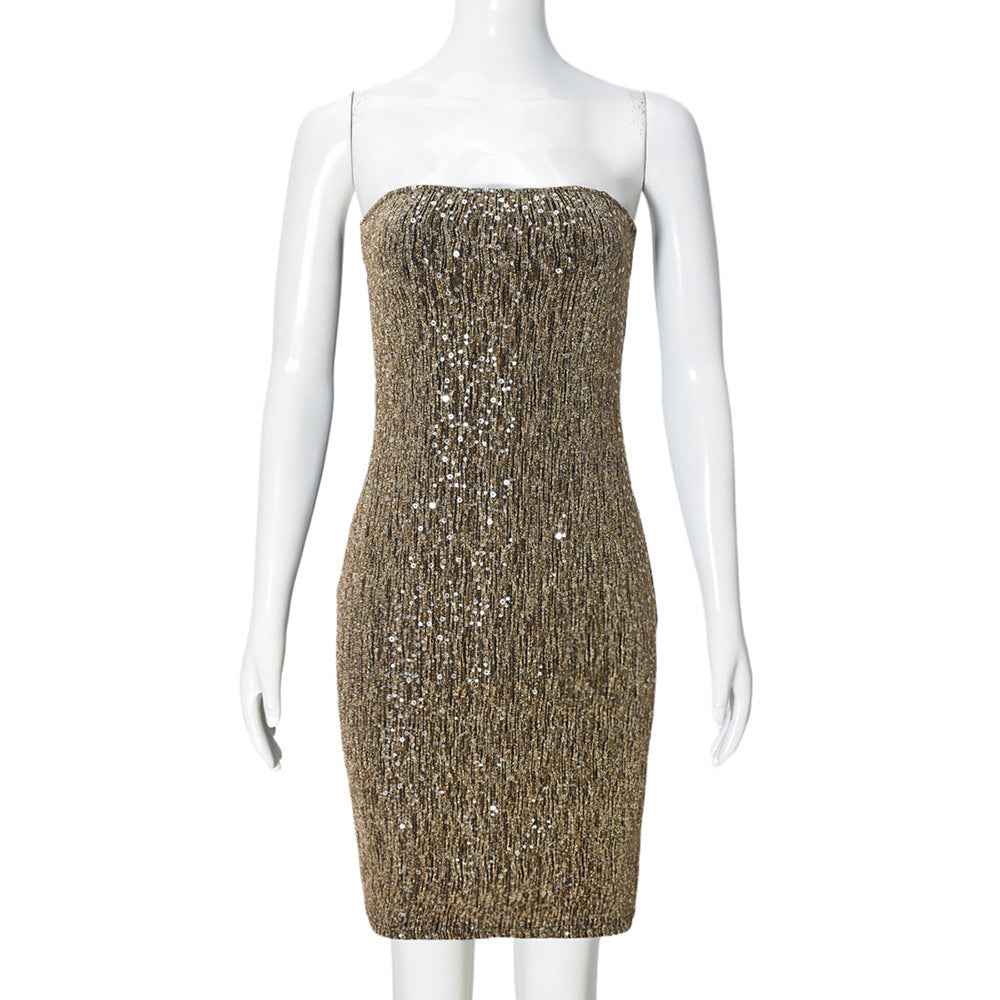 Spring and Summer Sequin Strapless Nightclubs Evening Dress 7