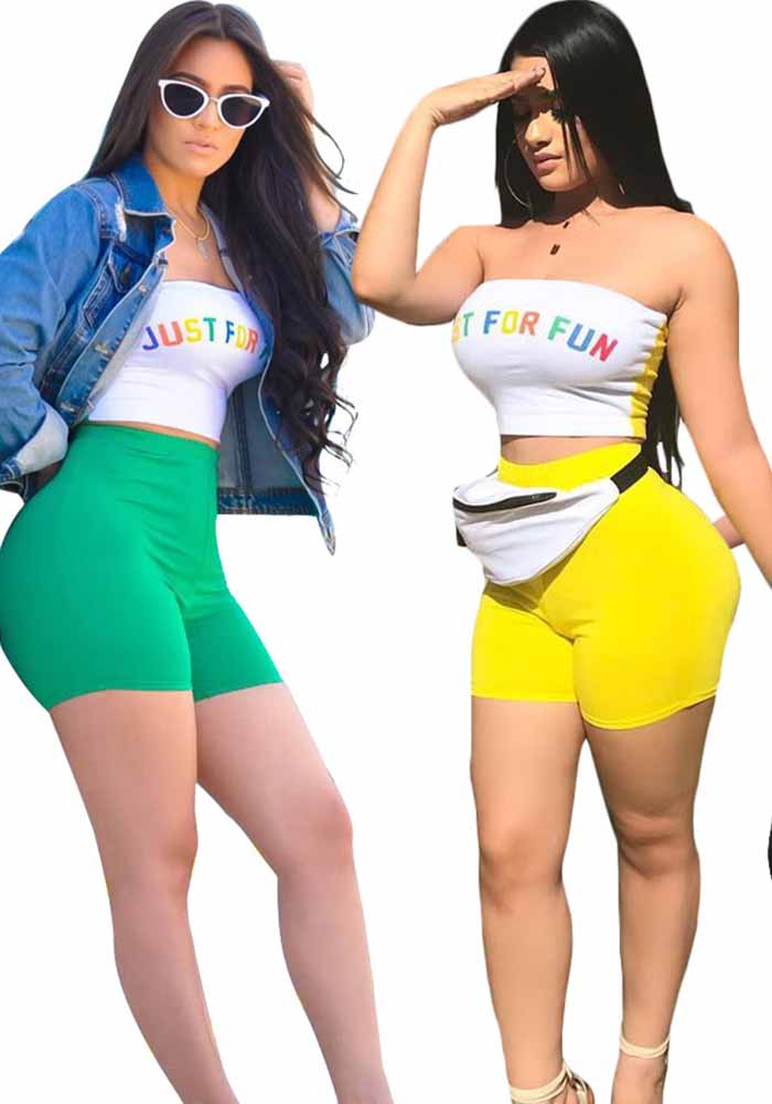 Women Summer Sexy Print Top and Shorts Two-piece Set