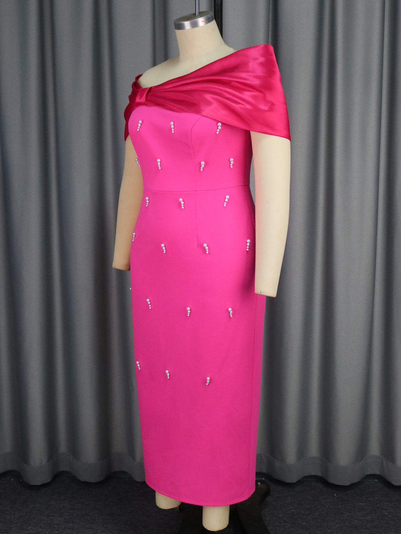 Spring Summer Bow Off Shoulder Beaded Party Cocktail Dress 6