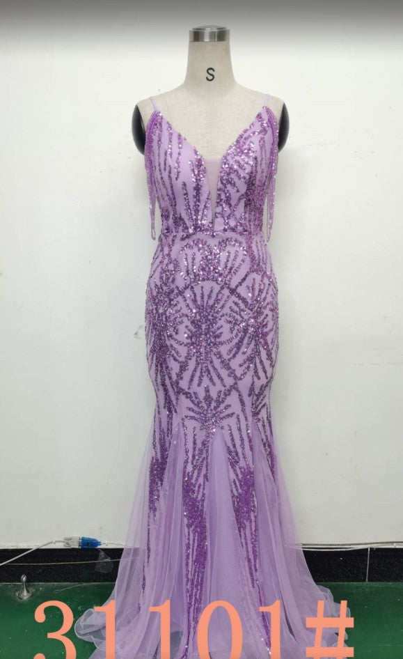 Sequins + Mesh + Beads Bridal Wedding Dinner Long Evening Dress 11