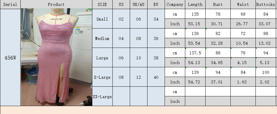 Spring Summer Sleeveless Slip Gown Slim Bodycon Sequin Maxi Dress 10