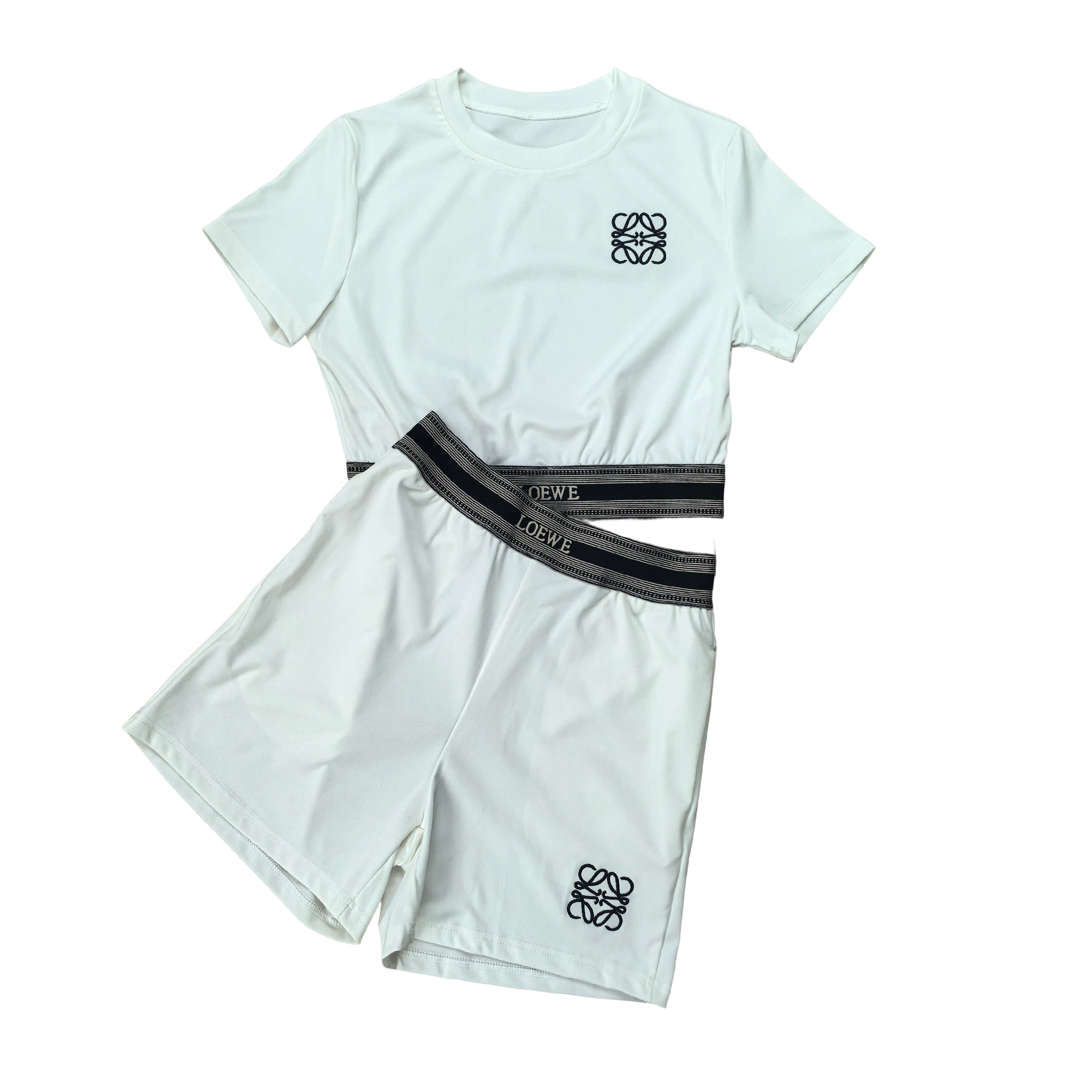 Women summer casual crop sports short-sleeved top and shorts two-piece set 11