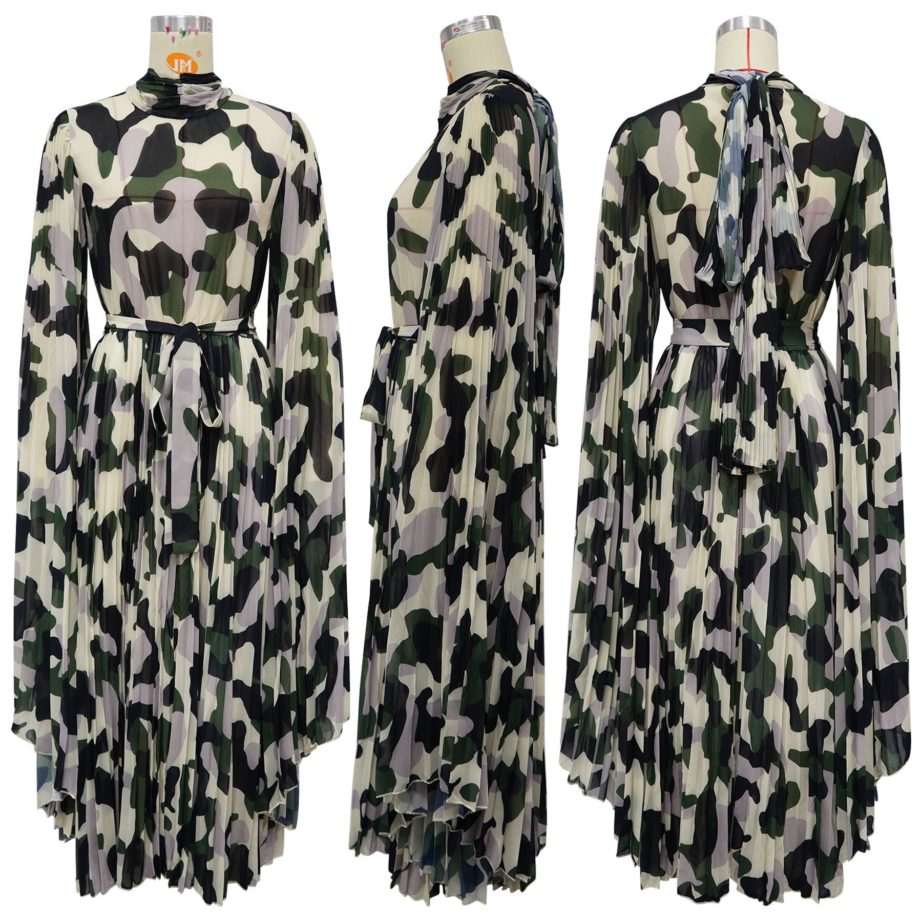 Women's African Plus Size Camouflage Loose Pleated Dress 7