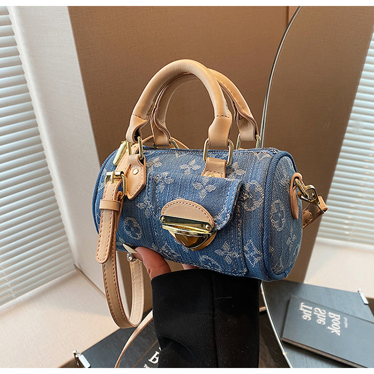 Women American Retro Denim Boston Bag 8