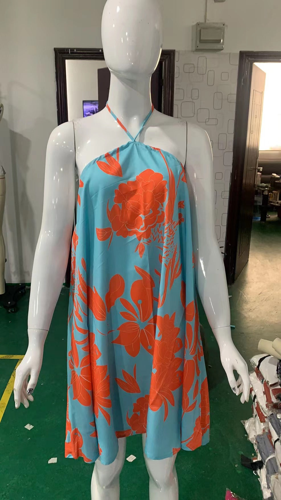 Summer Print Halter Neck Short Beach Dress 20