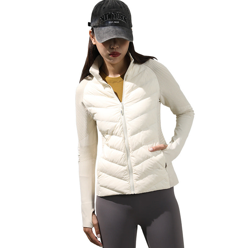 Outdoor Sports Yoga White Goose Padded Down Coat Winter Warm Cotton Padded Short Slim Jacket 9