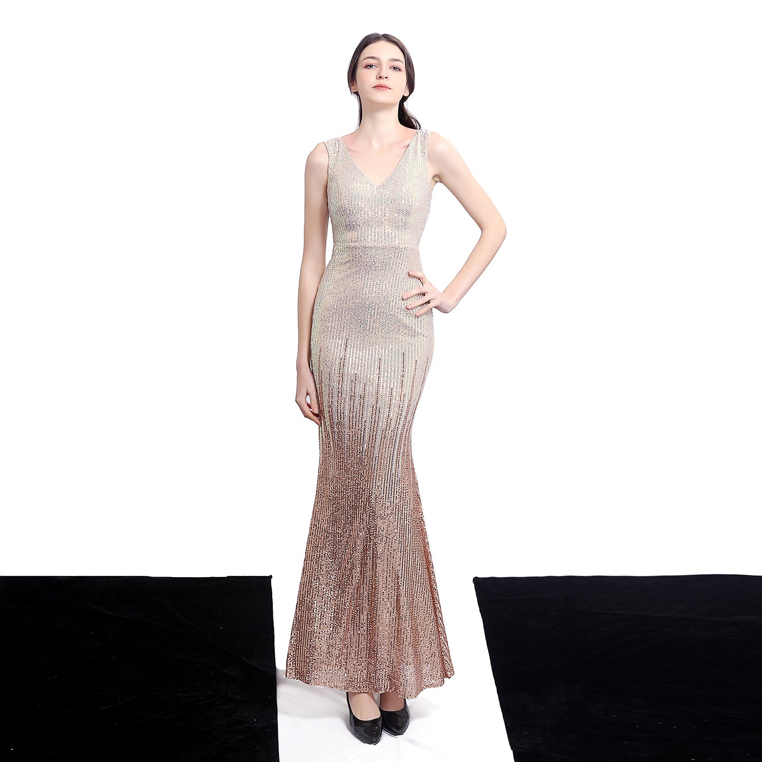 Women Sequined Formal Party Elegant Mermaid Evening Dress 10