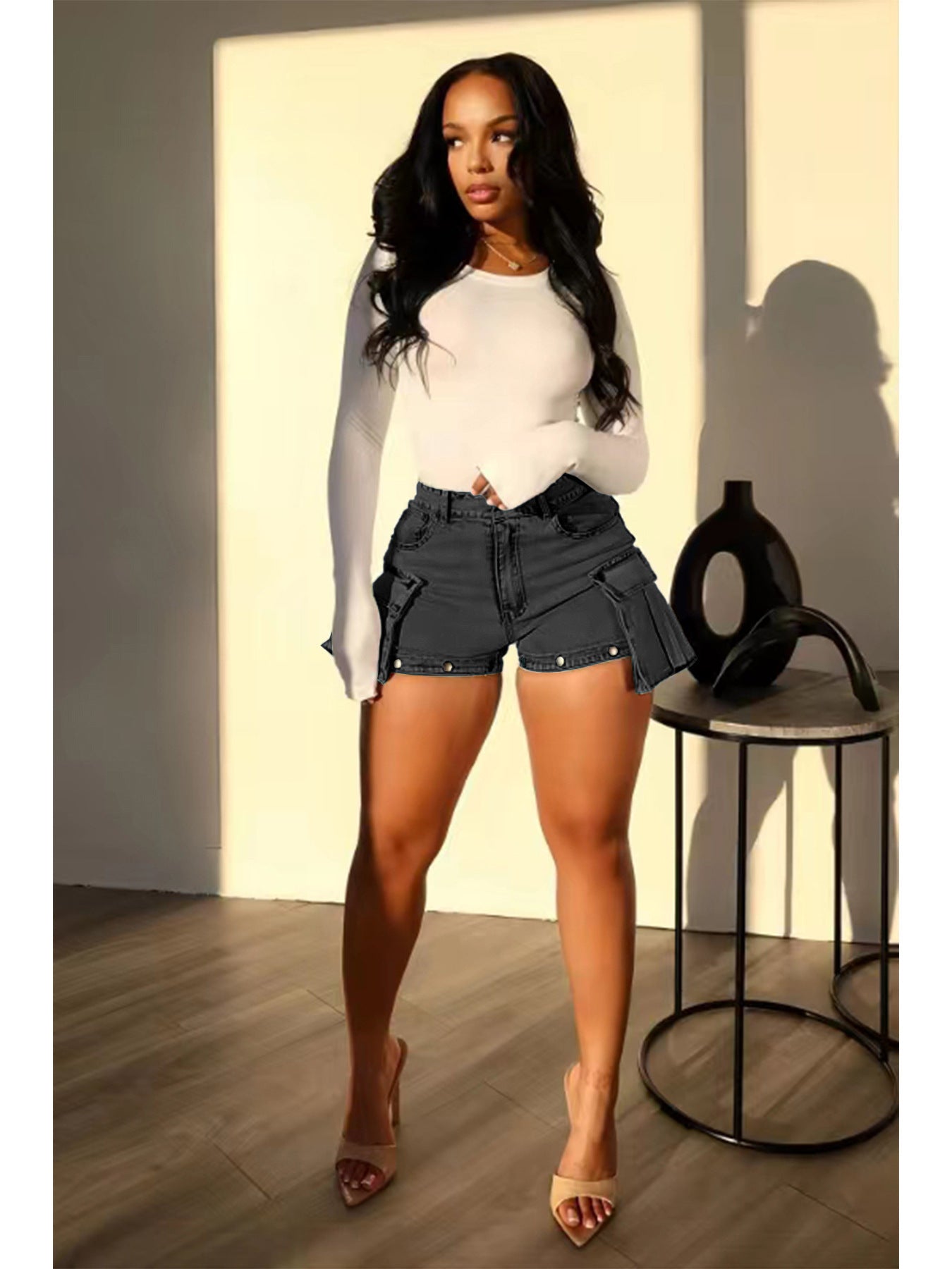 Fashionable Casual Pocket Stretch Denim Shorts 4