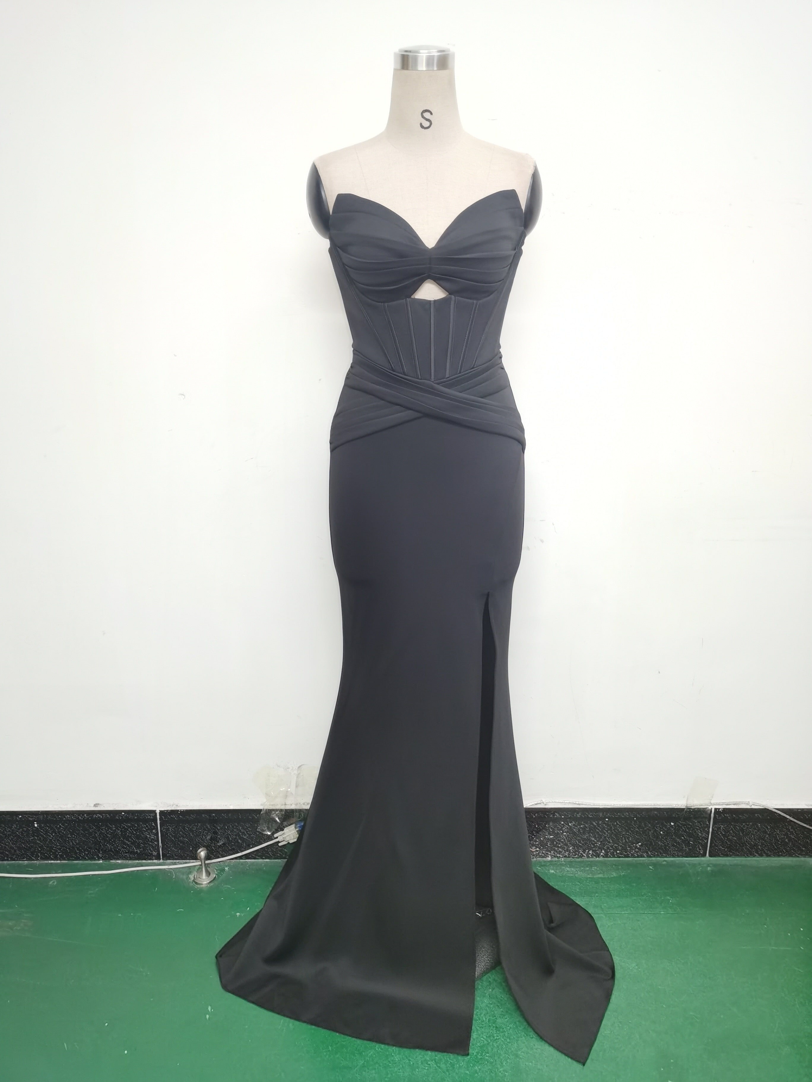 Women herringbone Strapless sweetheart neck hollow Lace-Up Formal Party evening dress 26