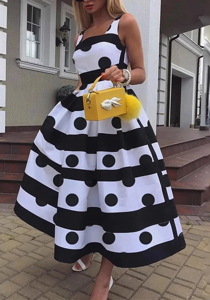 Women's Striped Fashion Summer Strap Sexy A-Line Long Dress