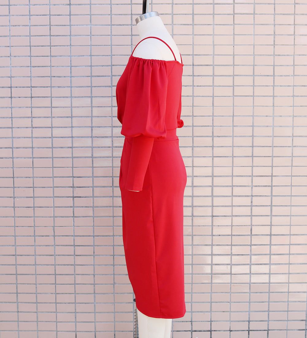 Women suspender balloon sleeves Irregular Maxi dress 20