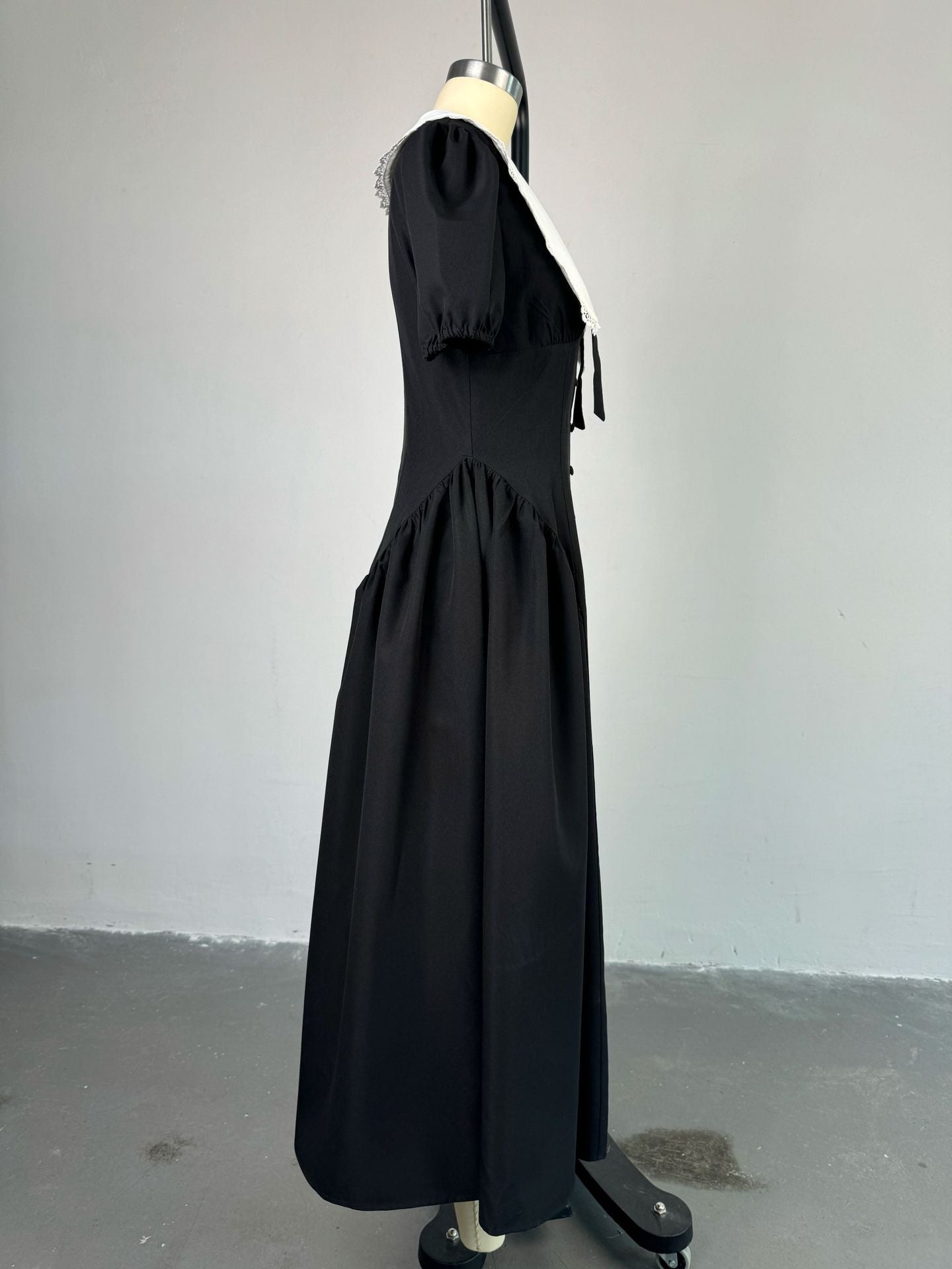 Women autumn and winter French puff sleeve Maxi dress 9