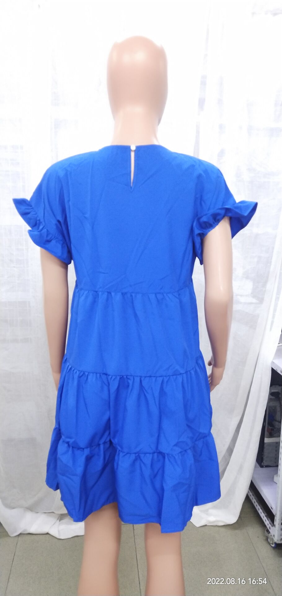 Women Summer Loose Bell Bottom Sleeve Round Neck Irregular Dress 18