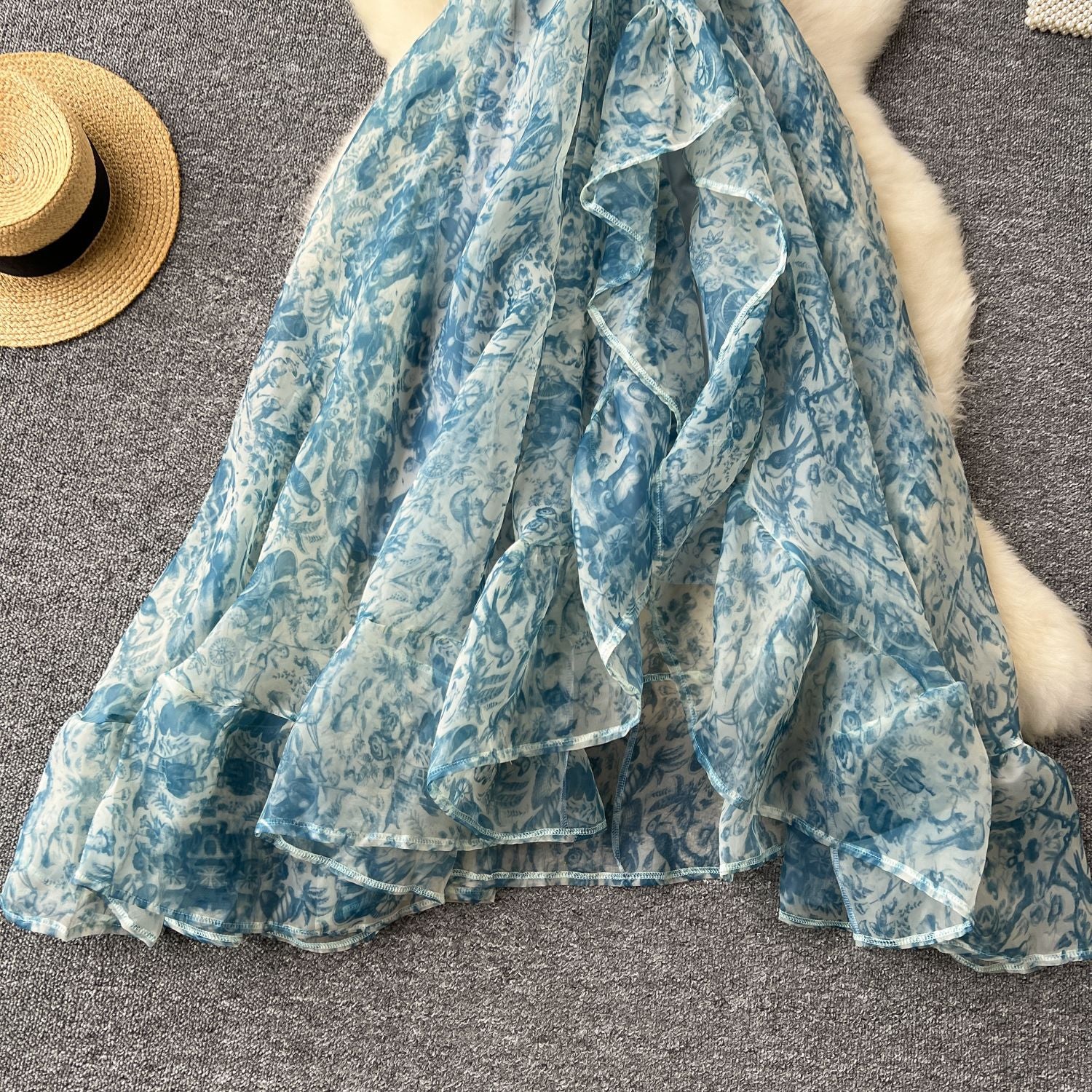 Organza Square Neck Puff Sleeve Chic Slim Waist Holiday Dress 5