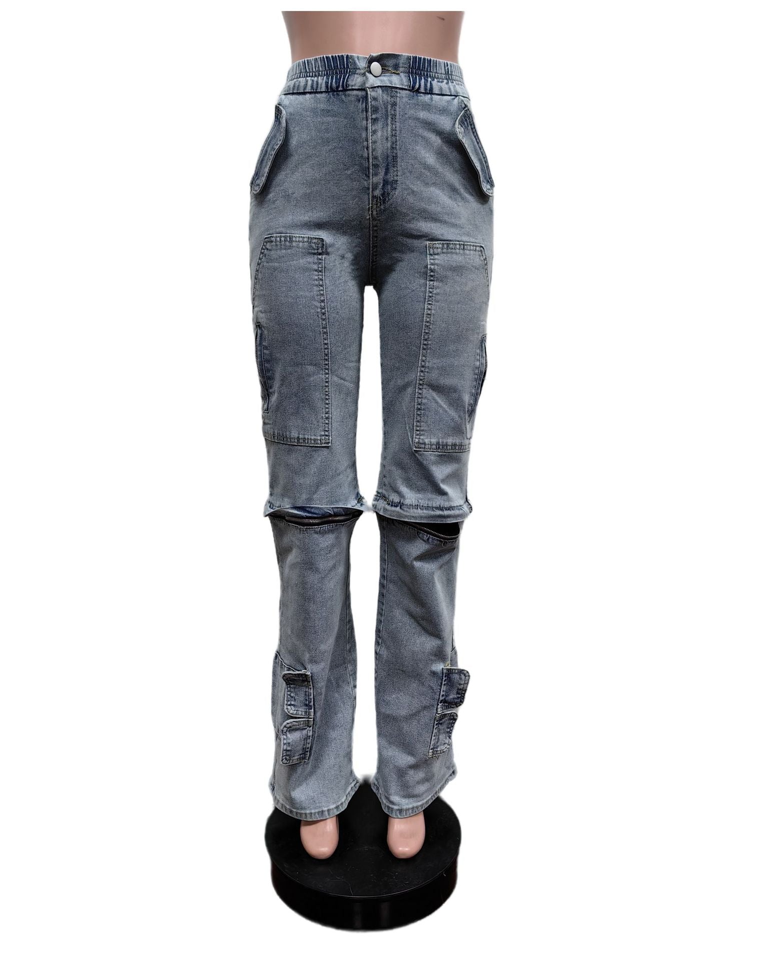 Women Cargo Stretch Denim Pants 7