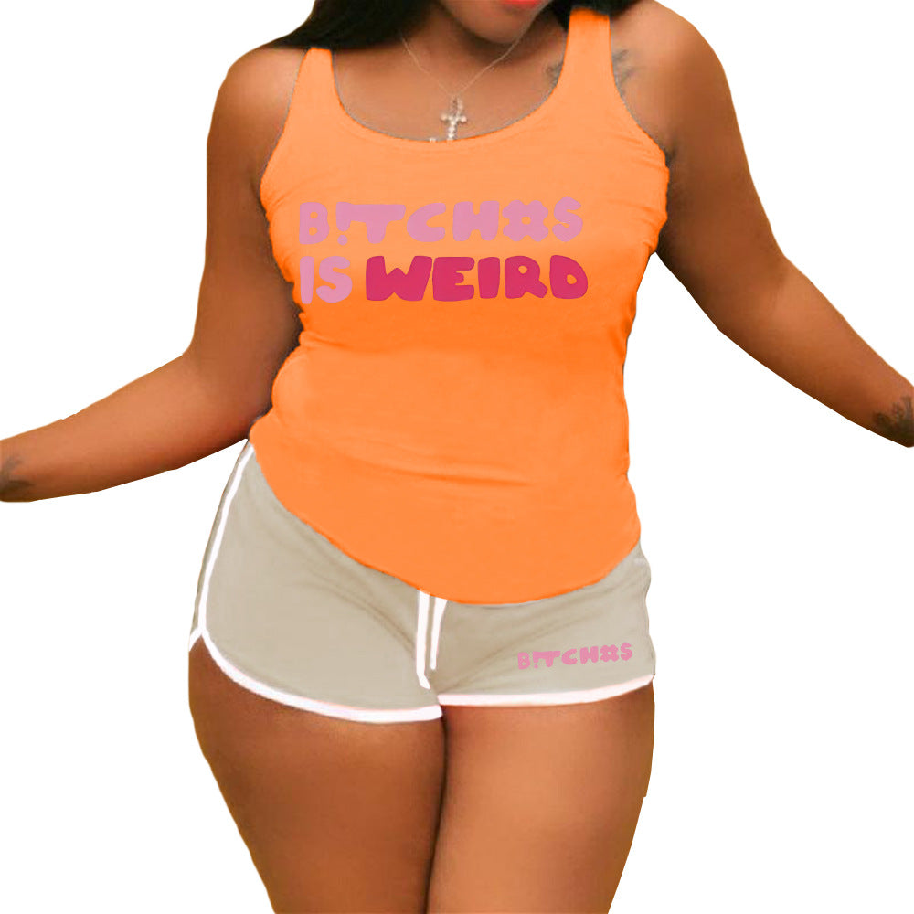 Women vest shorts sports yoga two piece set 33