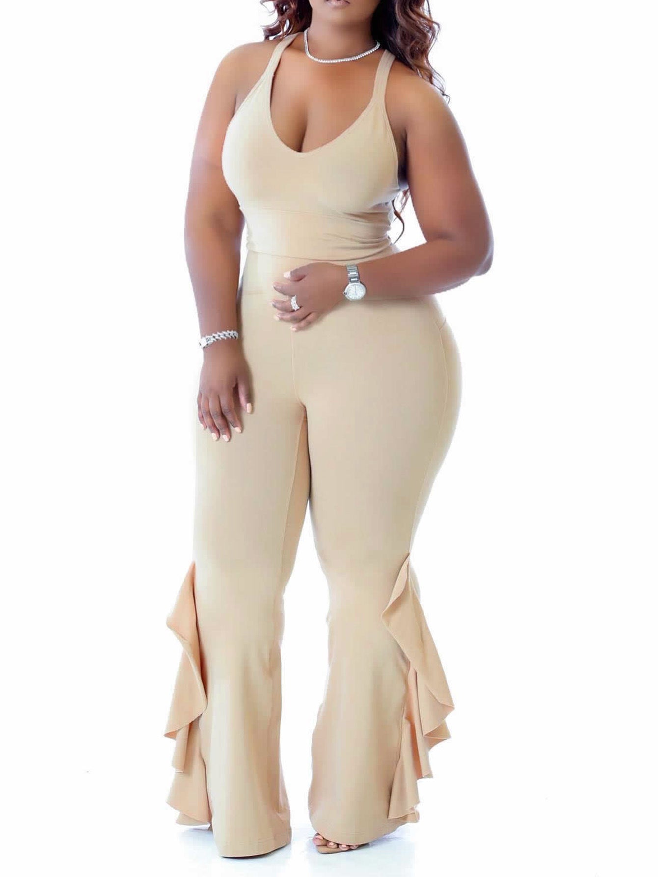 Plus Size Women pleated jumpsuit