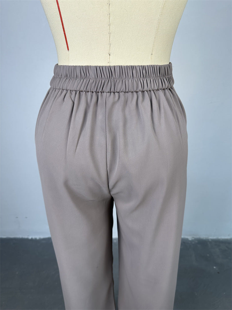 Women 's Spring V-Neck Sleeveless Vest Wide-Leg Trousers Casual Suit 19