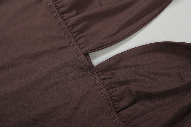 Women fall/winter contrast color Patchwork Halter Neck lace-up backless Sexy Bodycon Dress 16