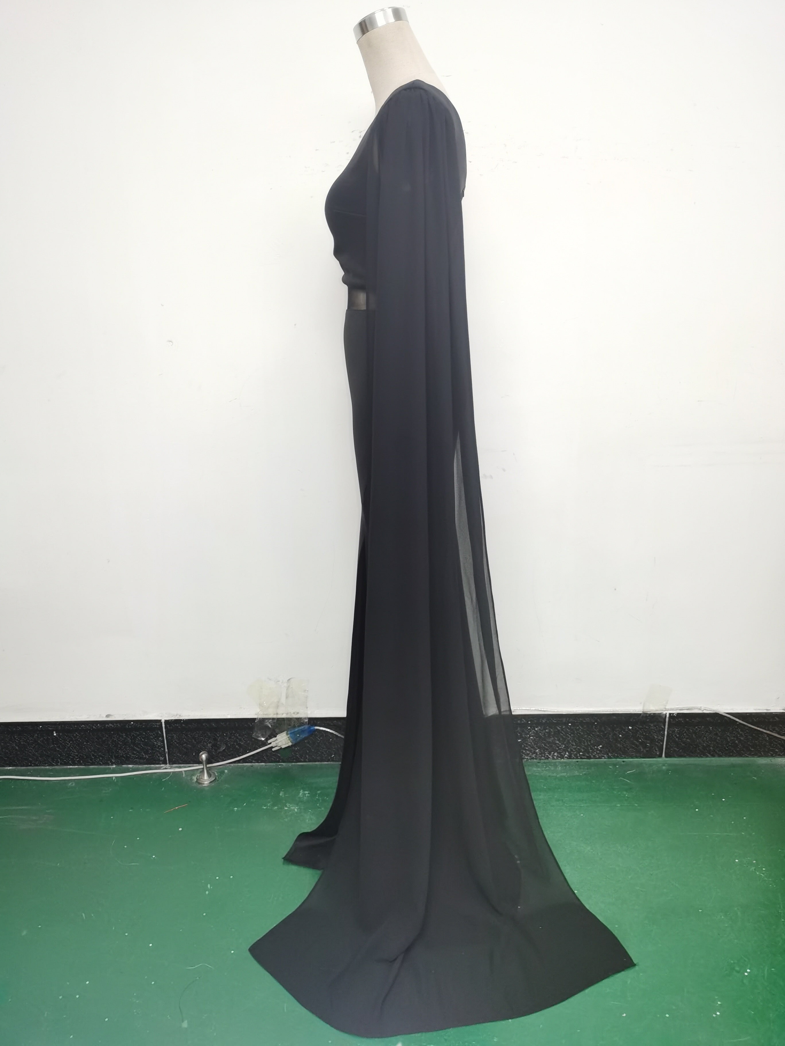 Women One Shoulder Slant Back Patchwork Mesh Formal Party Evening Dress 14