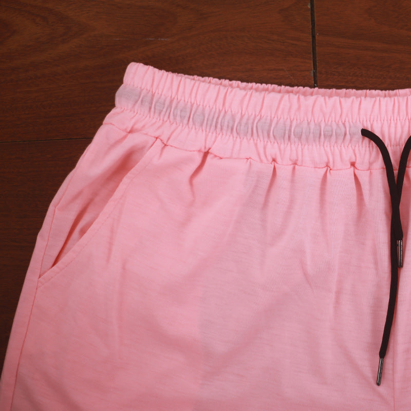 Summer Men'S Solid Color Short-Sleeved T-Shirt Shorts Sports Two Piece Suit 37