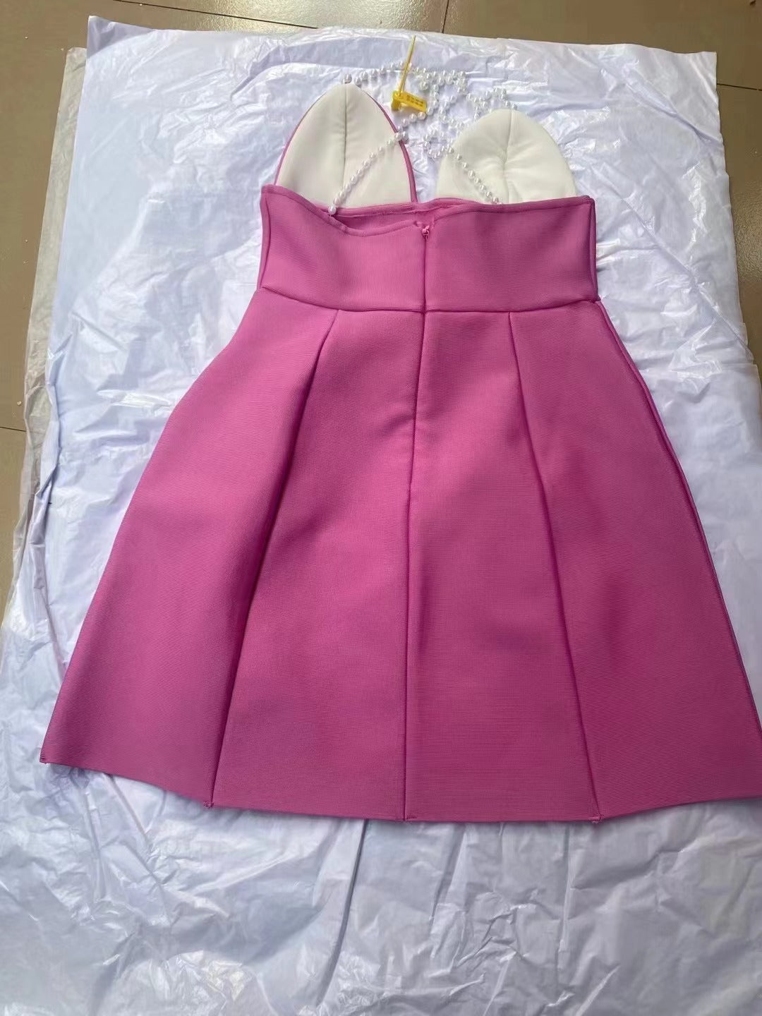 Pearl Strap Flower Sexy Short Bandage Sexy Dress 17