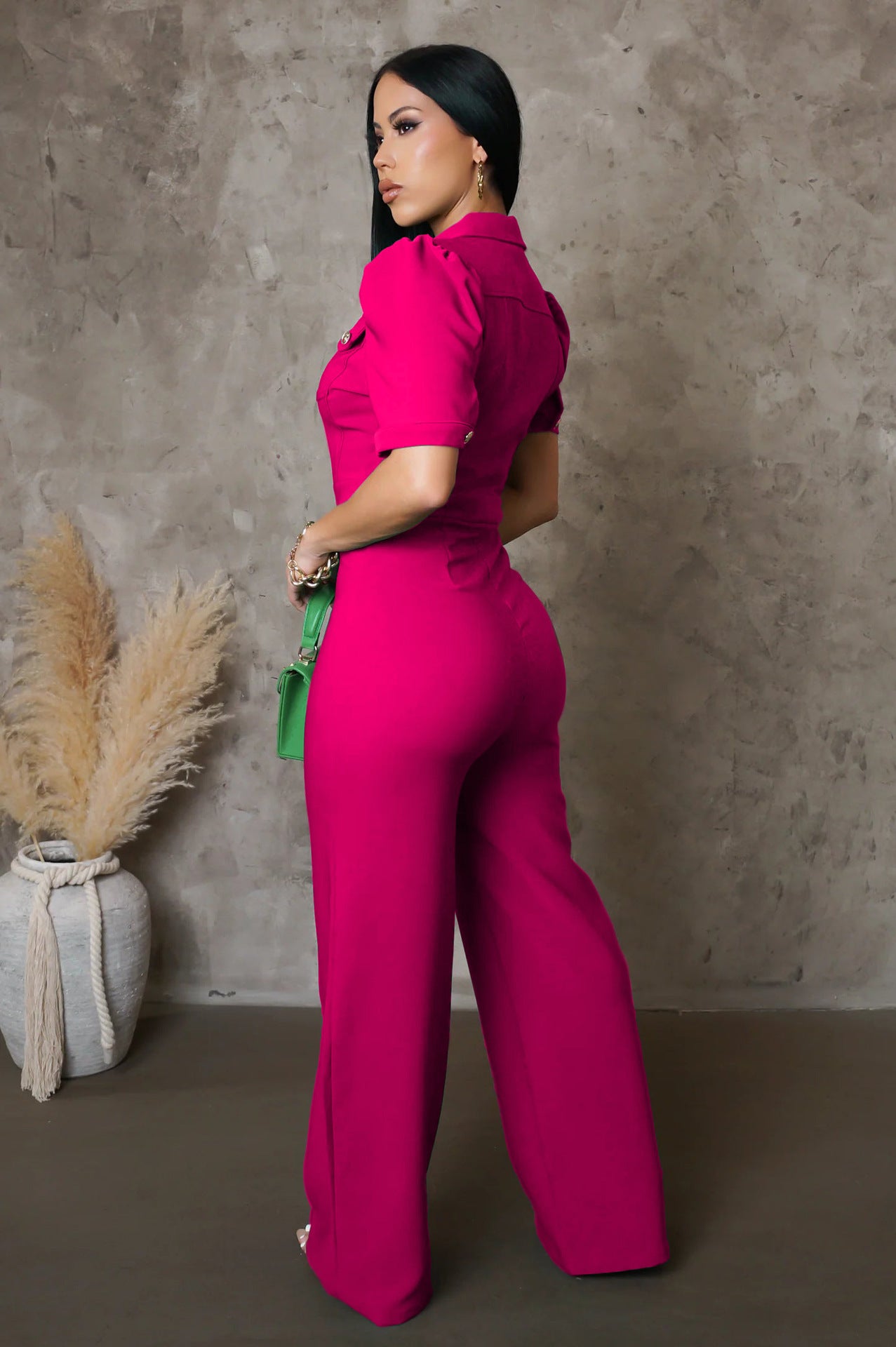 Women Style Patchwork short sleeve Jumpsuit 9