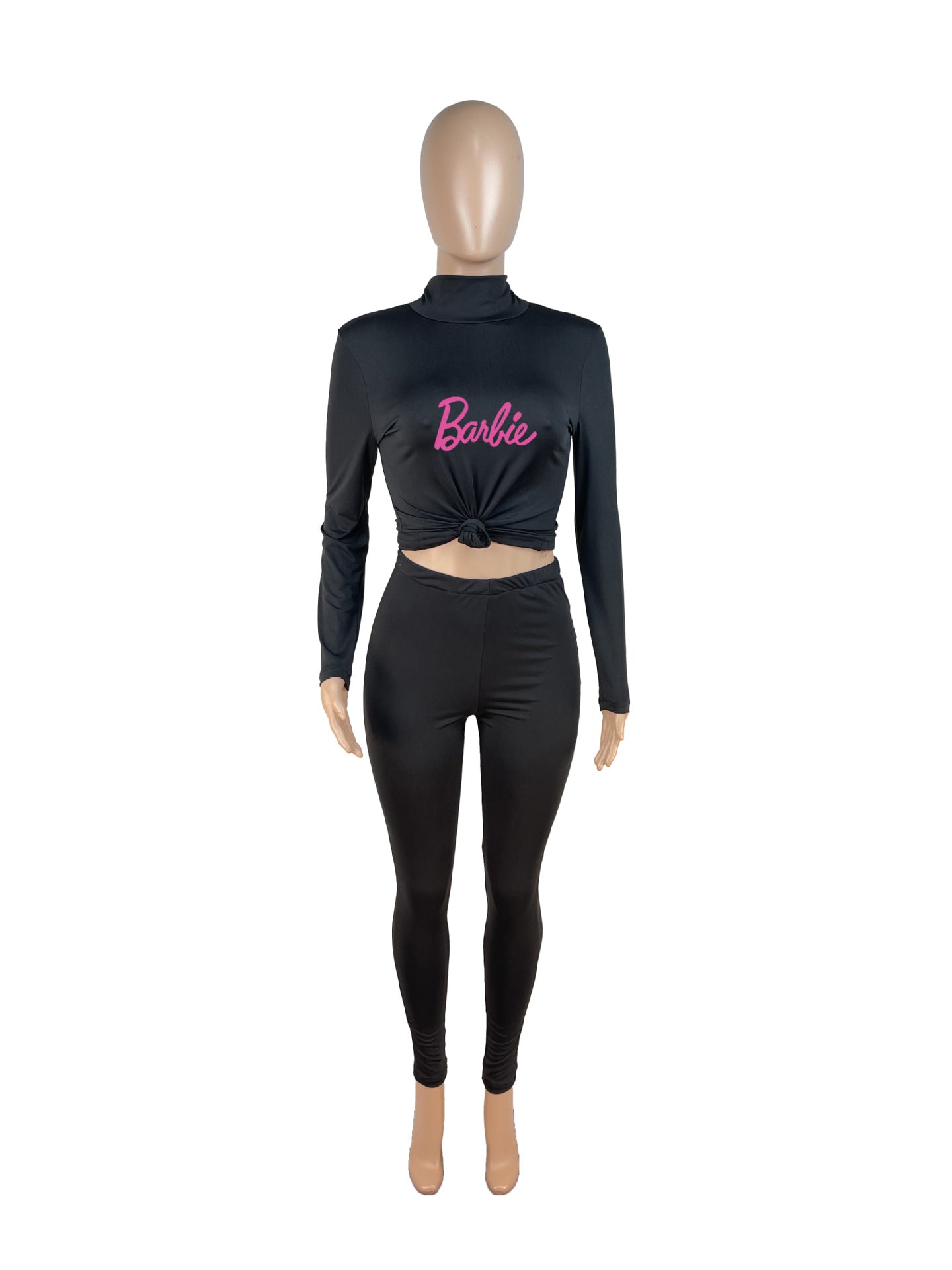 Women Casual Printed Turtleneck Top and Pant Two-piece Set 13