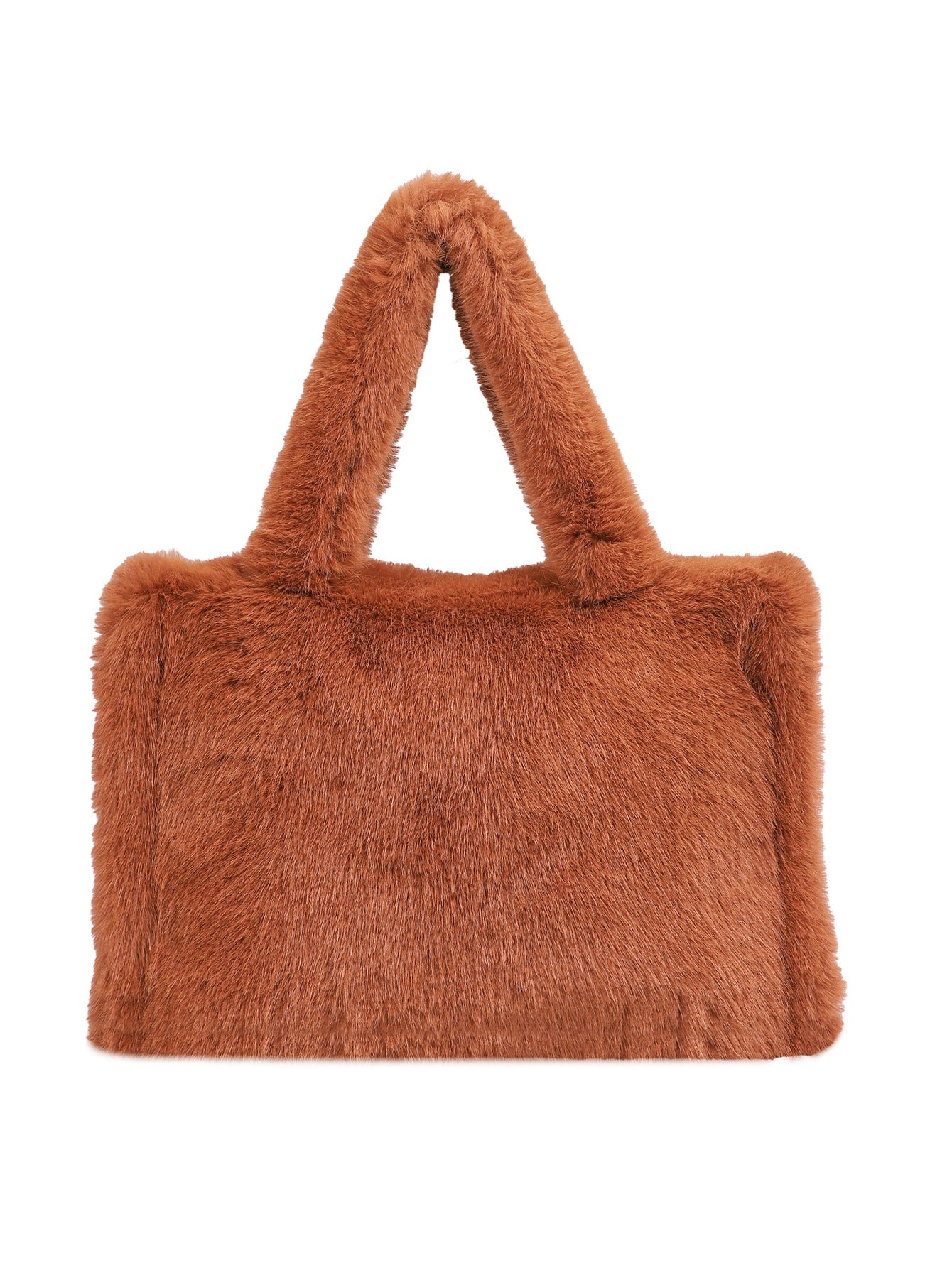 Women's Strap Imitation Fox Fur Large Capacity Tote Bag 31