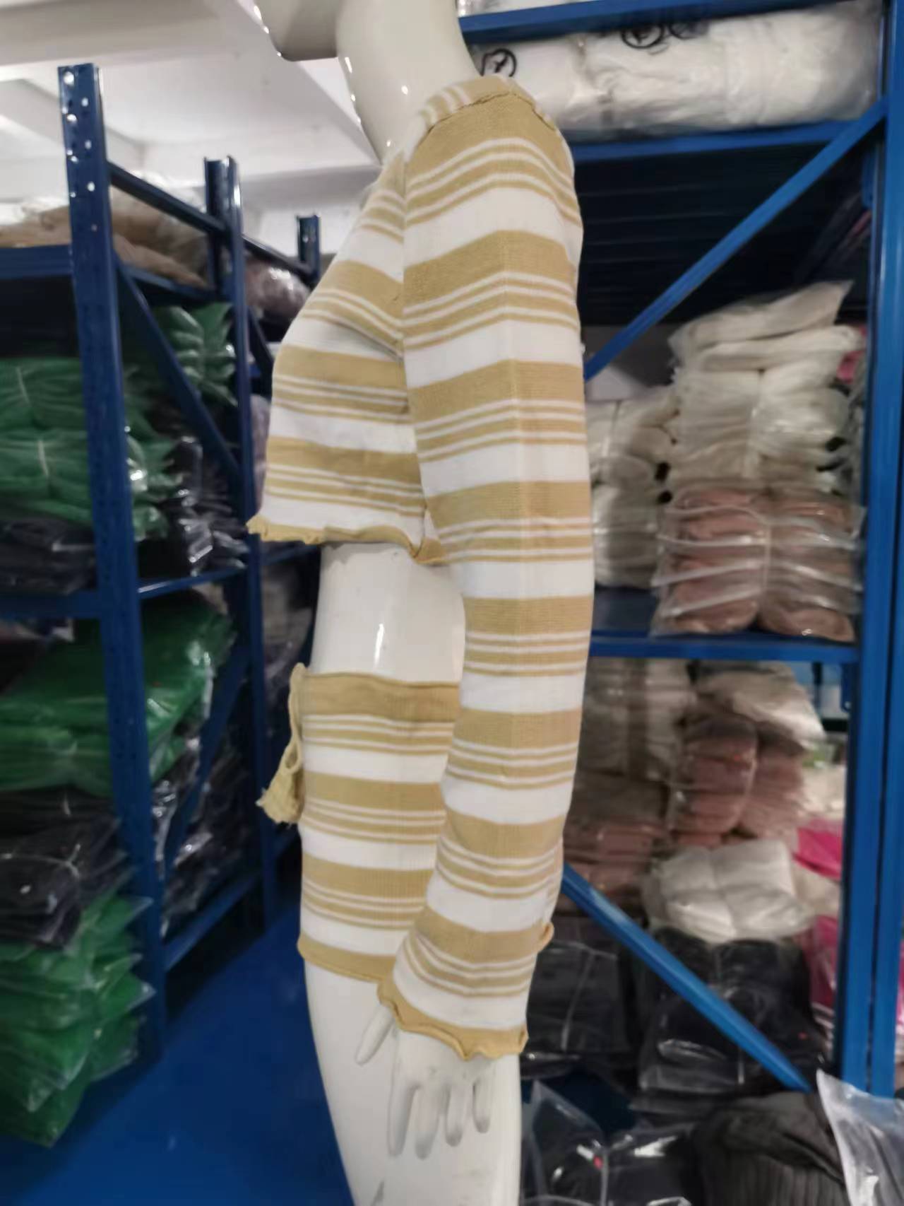 Women sexy striped Crop Top + Lace-up Shorts Two-piece Set 8