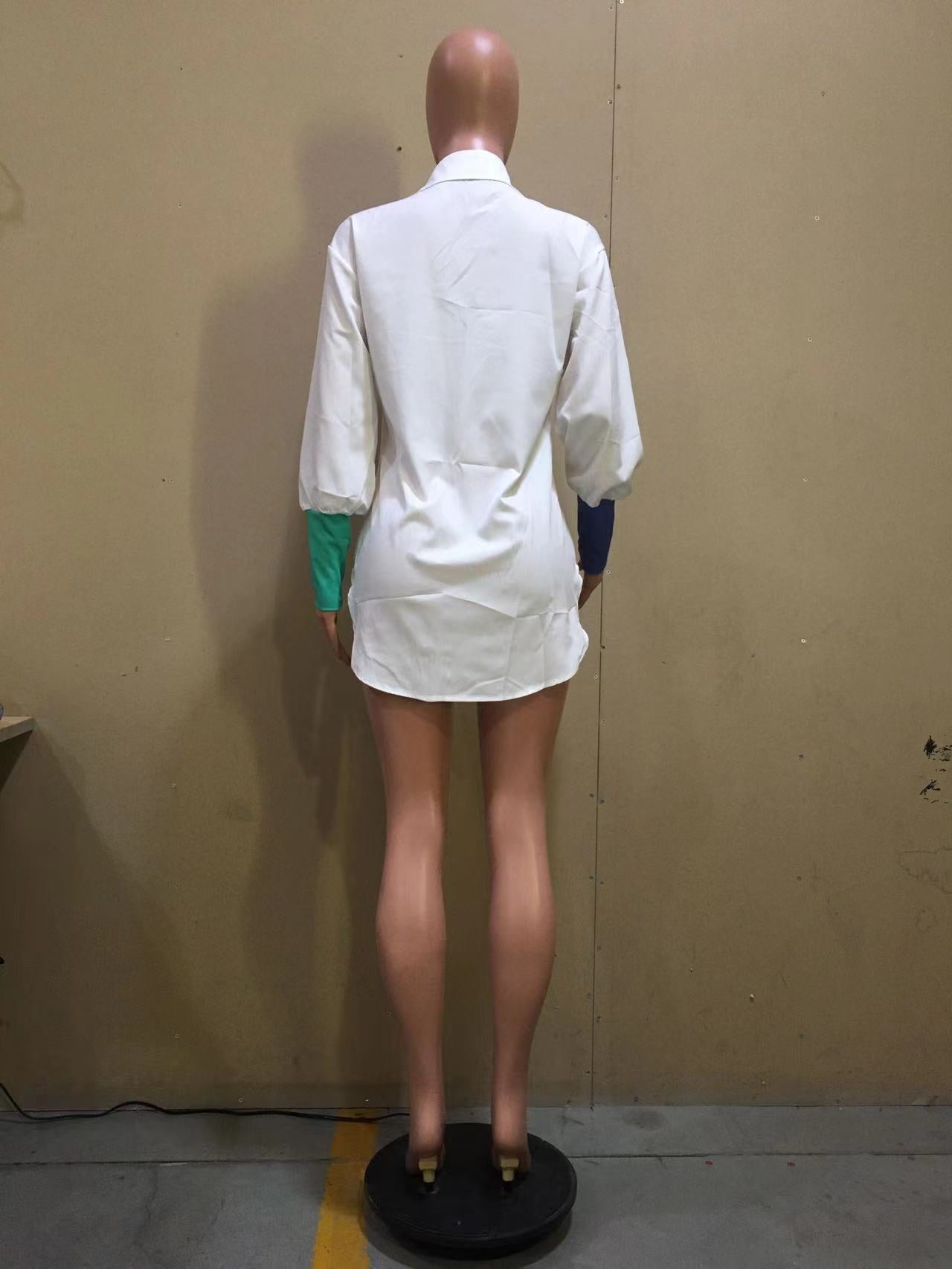 Fall/Winter Style Patchwork Embroidered Appliqued Front Short Back Long Blouse 11