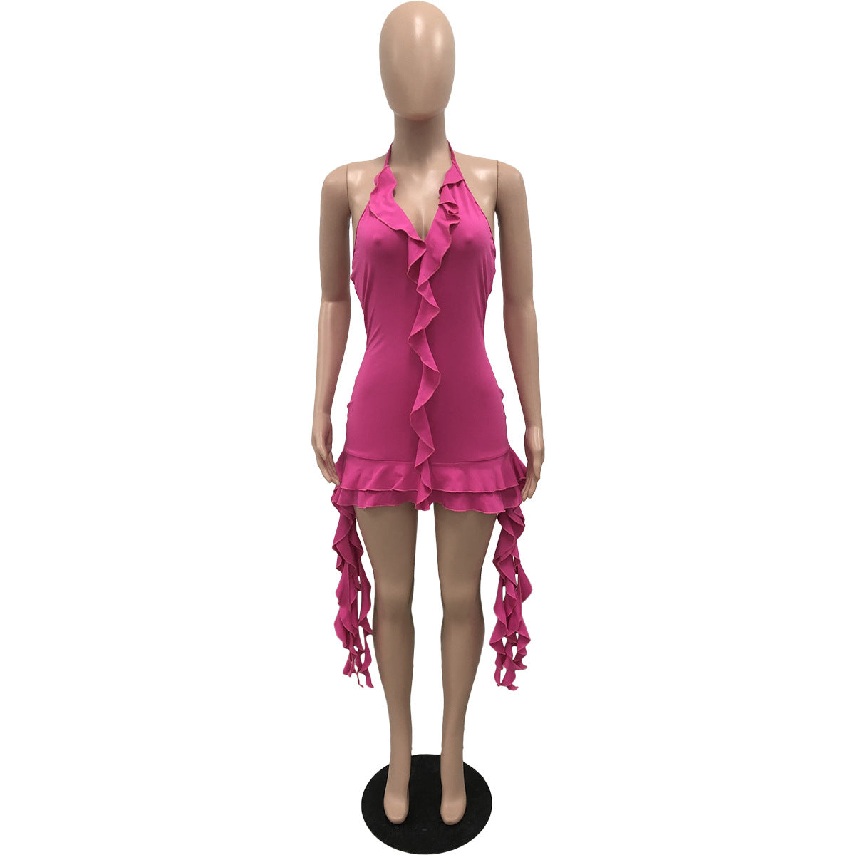 Sexy sling with irregular ruffles Bodycon Dress 12