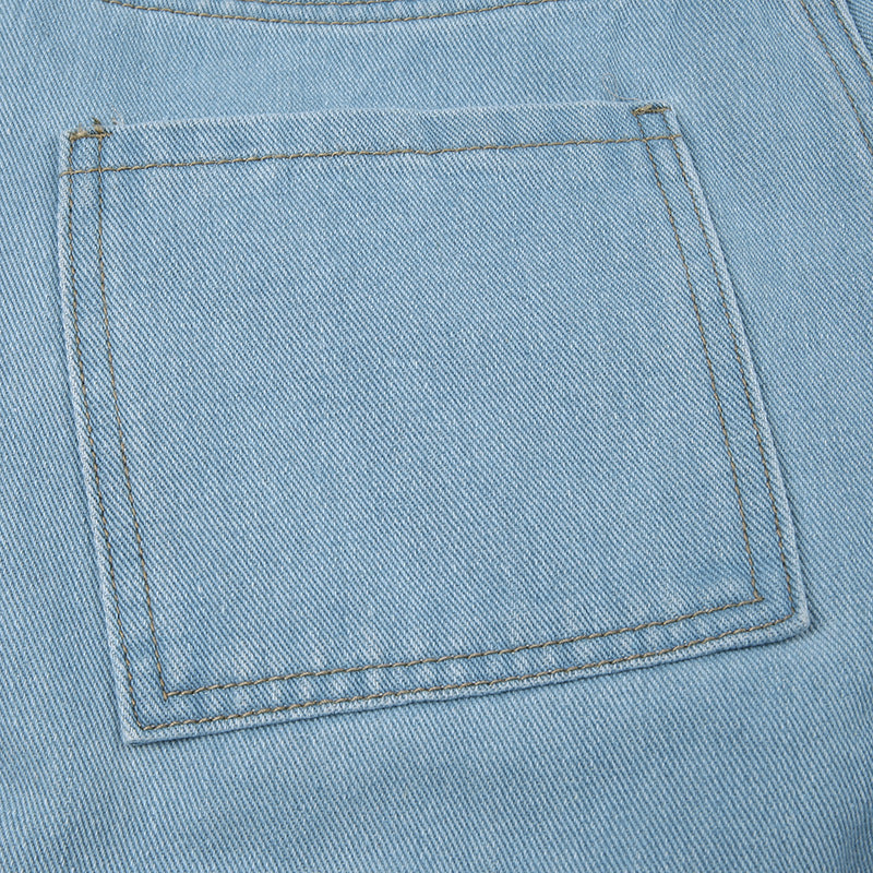 Street Ripped Pocket Patchwork Denim Straight-Leg Pants 19