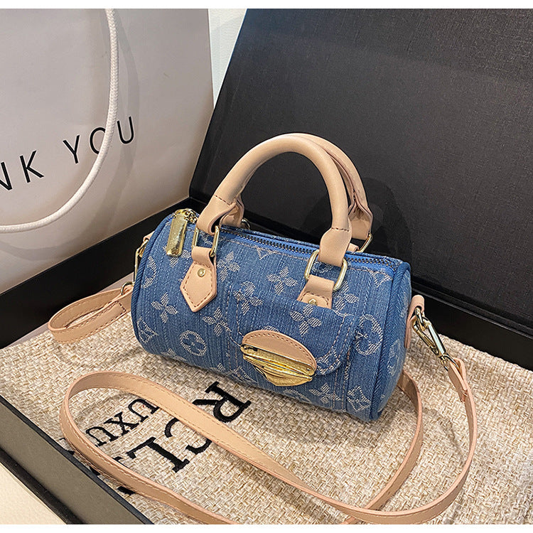 Women American Retro Denim Boston Bag 9