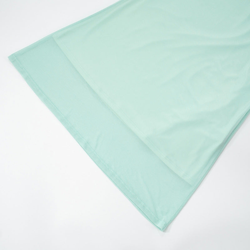 Women Solid Strapless Off-Shoulder Mesh Pleated Dress 13