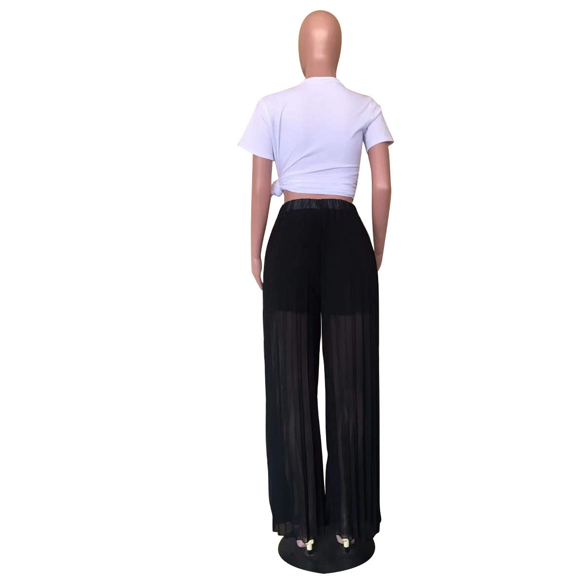 Spring Solid Pleated Wide-Leg Pants 19