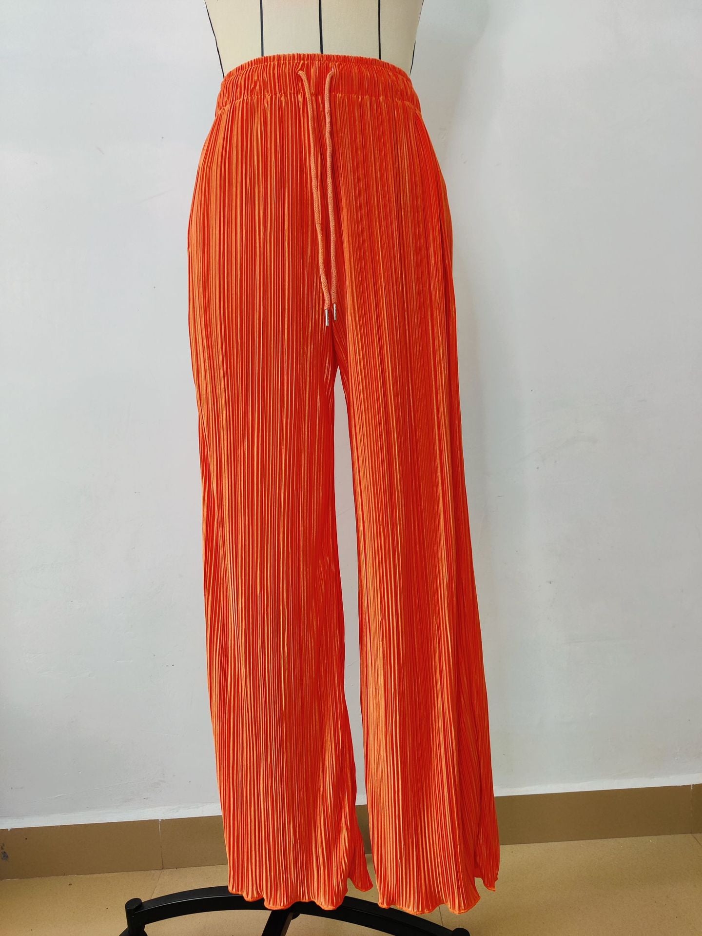 Women's Pleated Spring And Autumn Trousers Elastic Waist Loose Pants 13