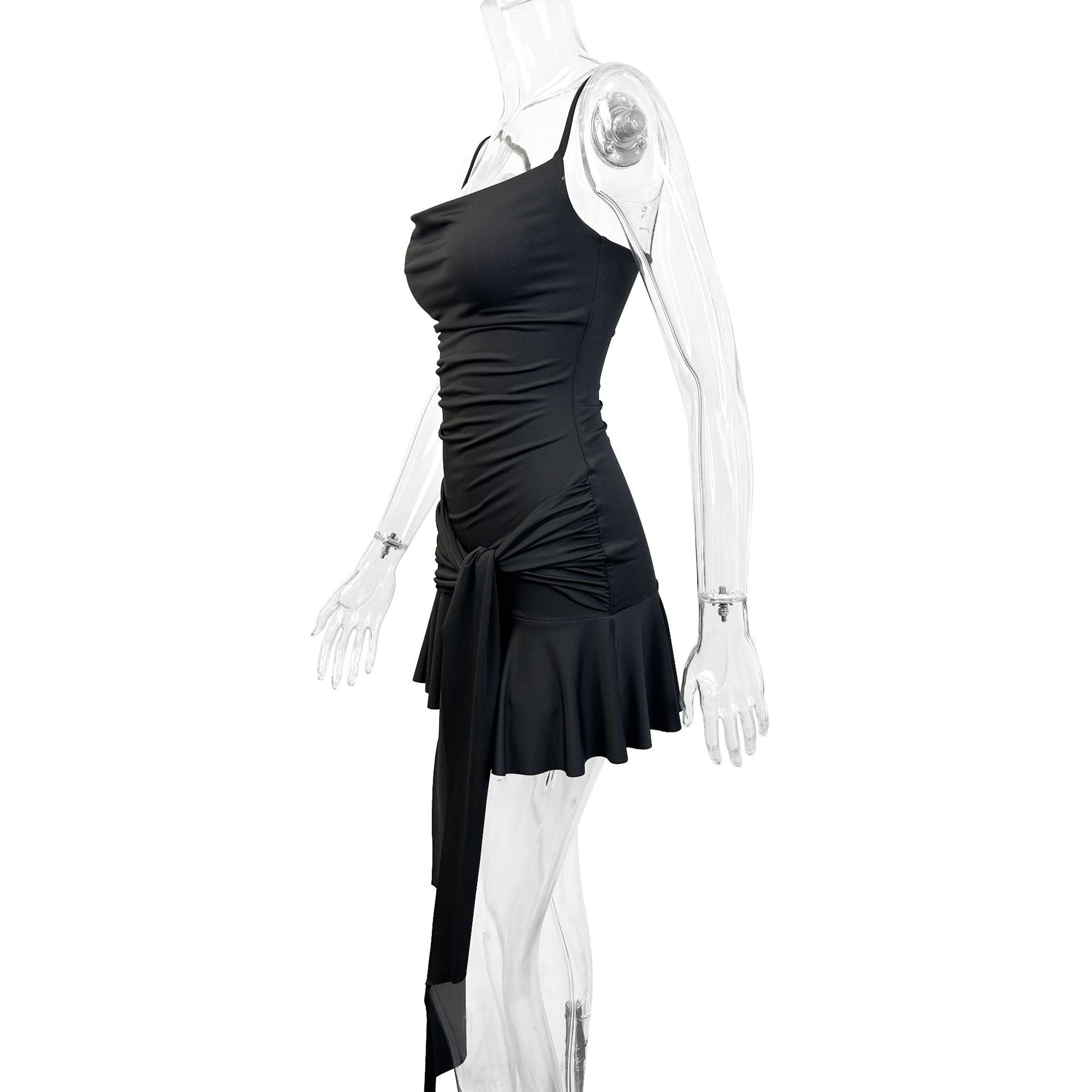 Spring & Summer Fashion Sexy Solid Color Strappy Tie-Waist Slim Dress 7