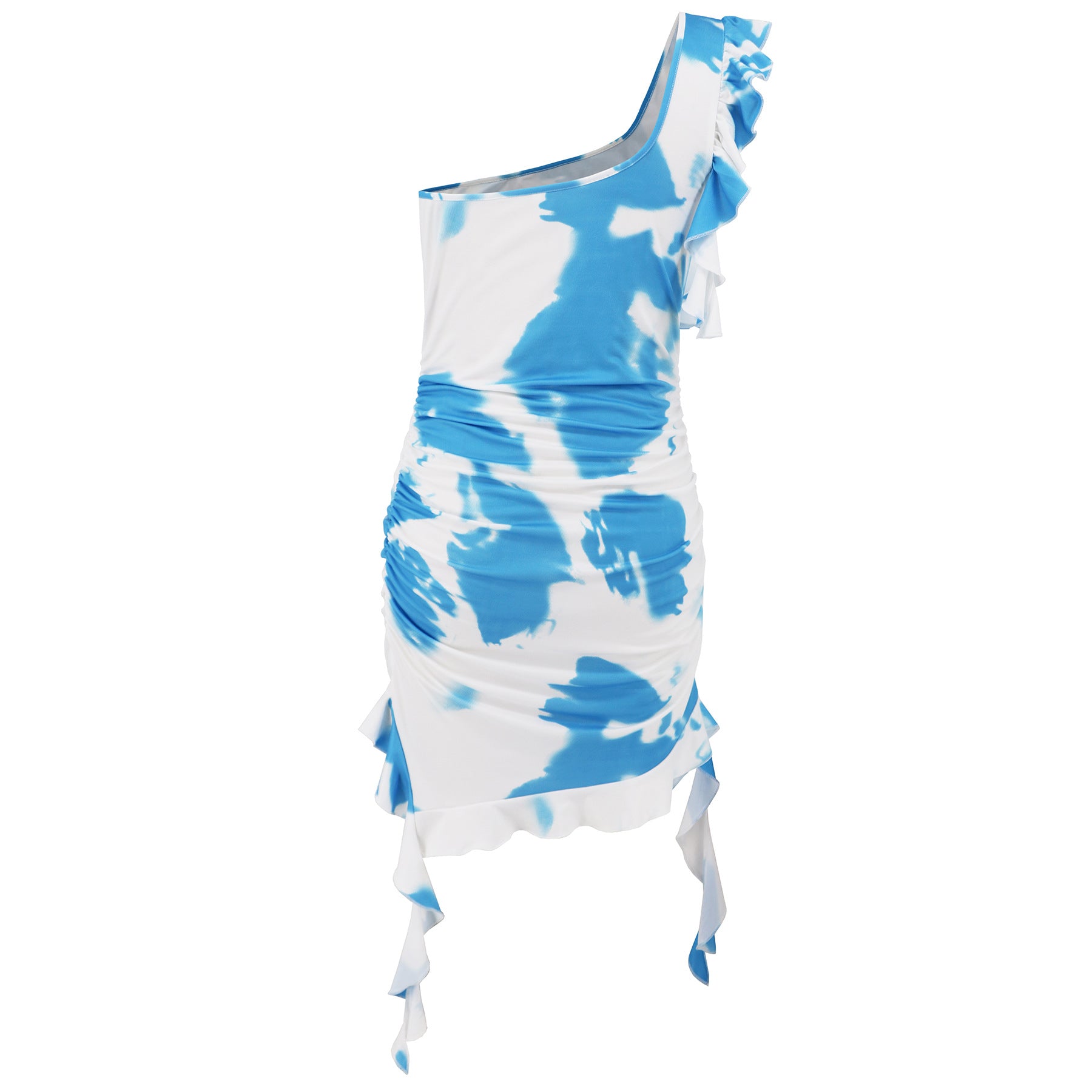 Women summer sexy ruffled tie-dye print dress 13