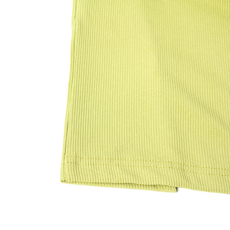 Women Summer Solid Sleeveless Round Neck Slit Bodycon Dress 14