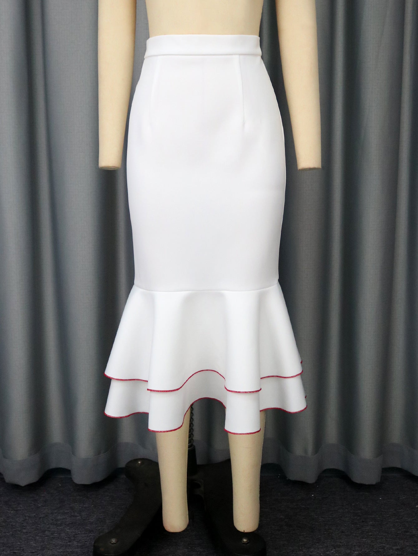 Women's Peplum Contrast Top & Chic Mermaid Pencil Skirt Two-Piece Set 10