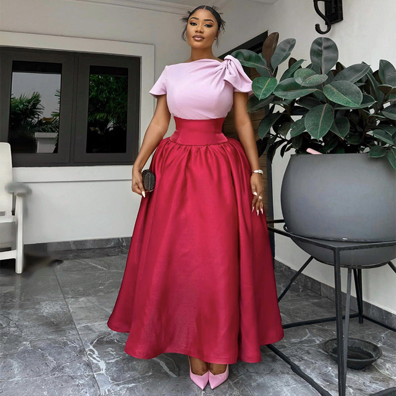 Women Spring Color Block Maxi Dress 4