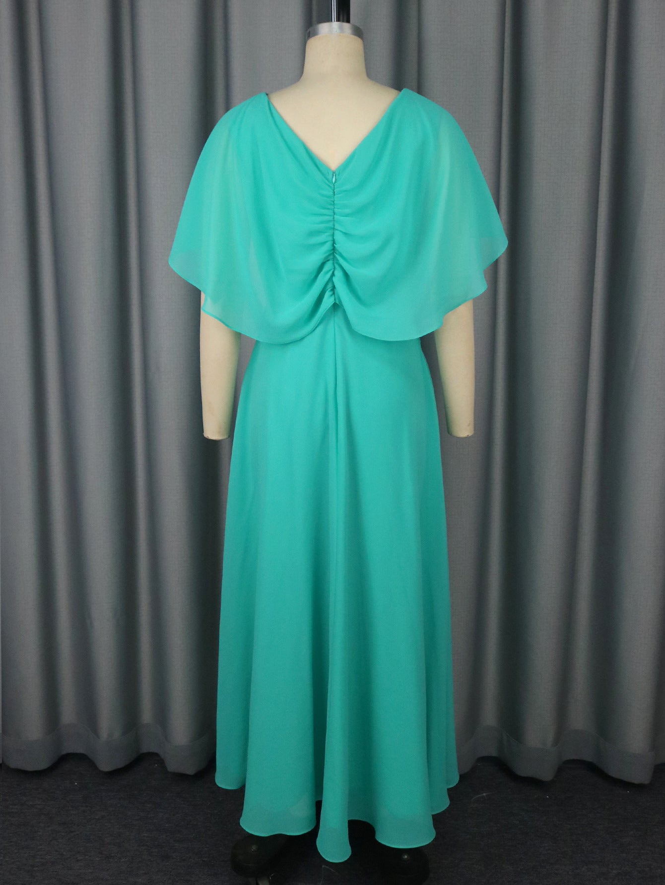 Women V-Neck Ruffle Sleeve Solid Elegant Party Dress 6