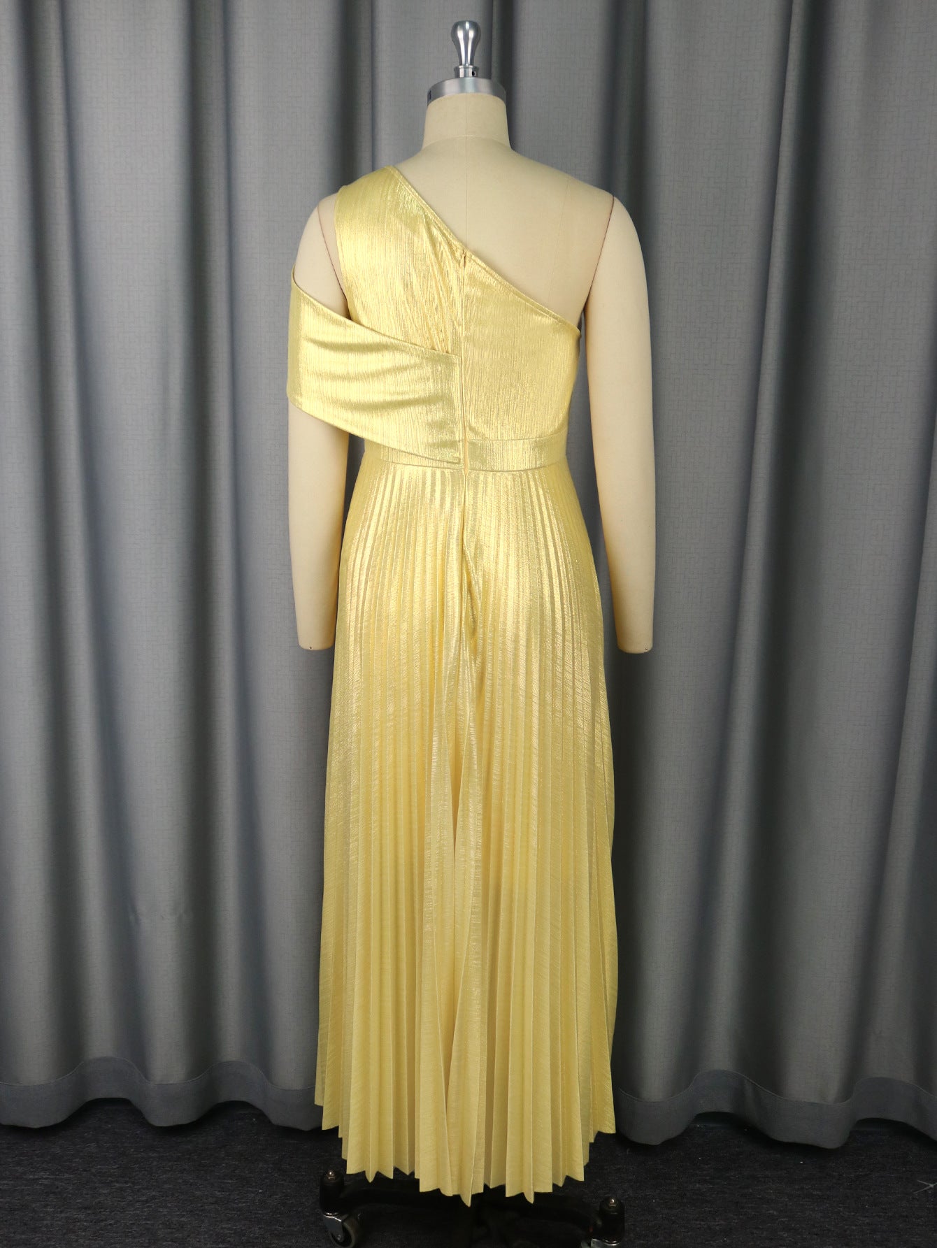 Sexy One-Shoulder Slim Pleated High-Waist Formal Party Evening Dress 5