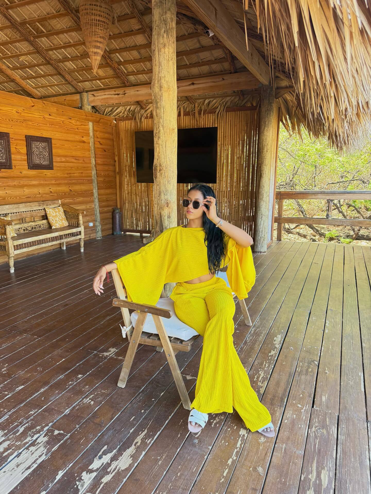 Women's Pleated Slash Shoulder Top and Pants Africa Chic Set 5